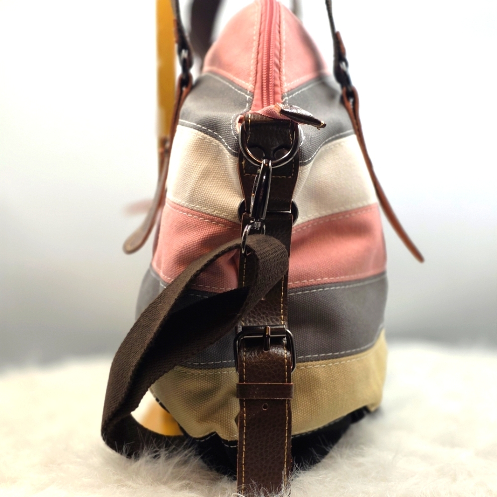 Canvas Multi Colored Stripe  Women's Bag With Crossbody Strap EUC - Picture 3 of 12